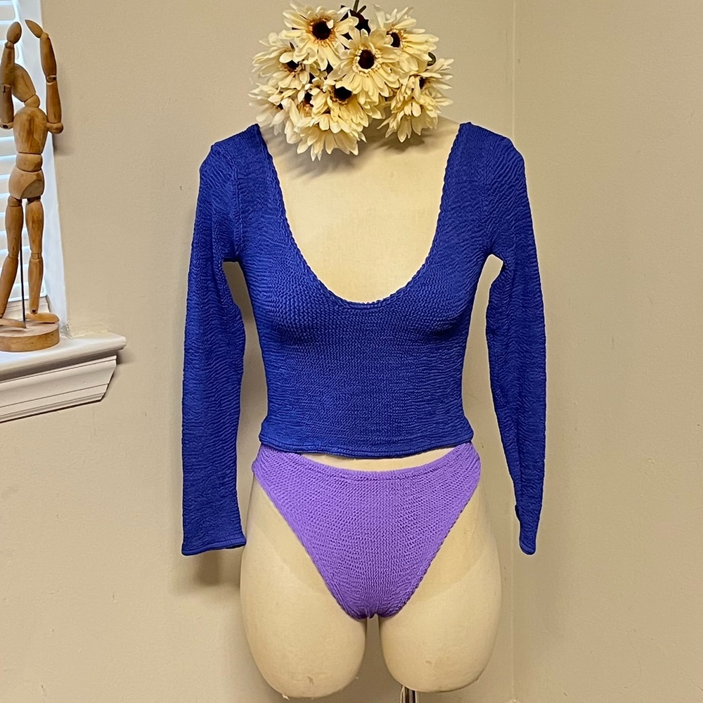 Vintage Hunza G Blue Swimwear Top
